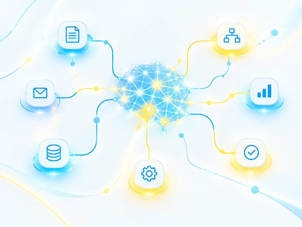 Abstract visualisation of connected AI automation workflows